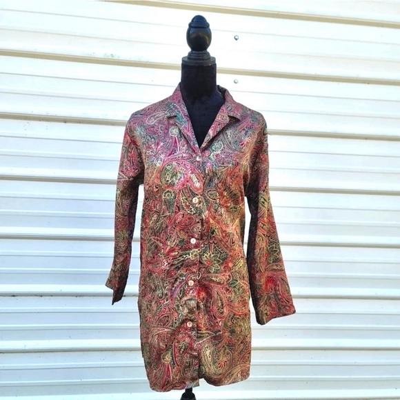 Victoria's Secret Paisley nightgown satin Sleep Shirt Size Small - Picture 1 of 11